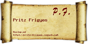 Pritz Frigyes névjegykártya